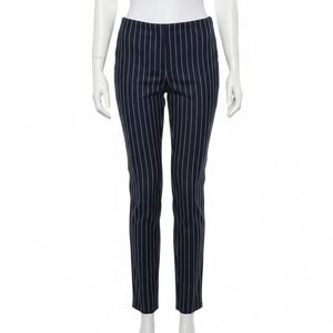 Rimless‎ Pinstripe Ankle Pants Size 4 Navy White Striped Career Office Chic Corp